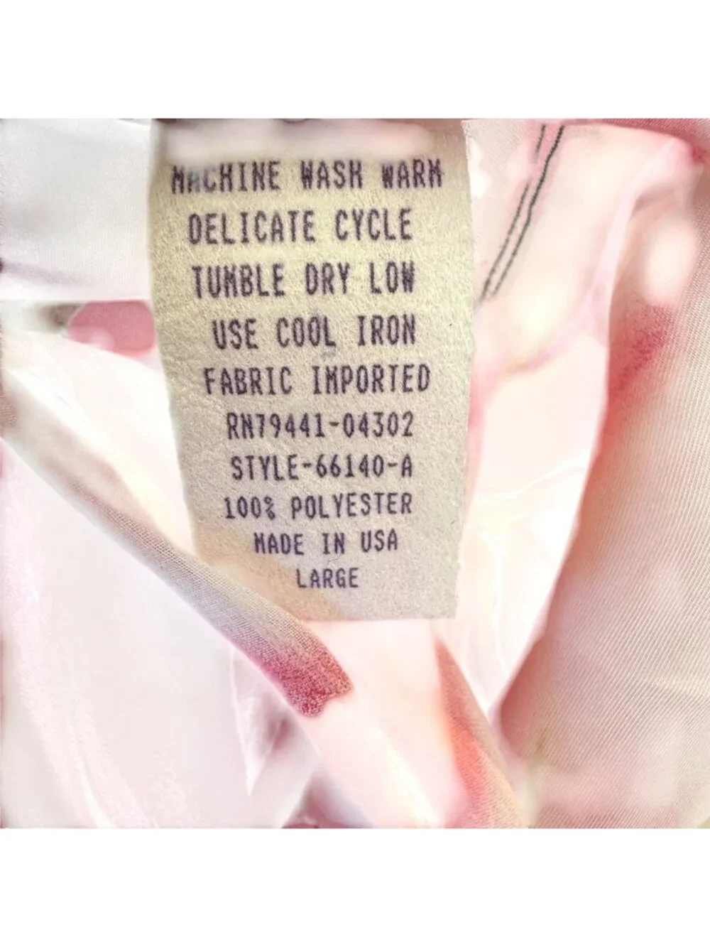 VTG Amelia’s Floral Peach Pink Tulip Nightgown Bow Size Large Made USA Side Slit - Picture 8 of 8